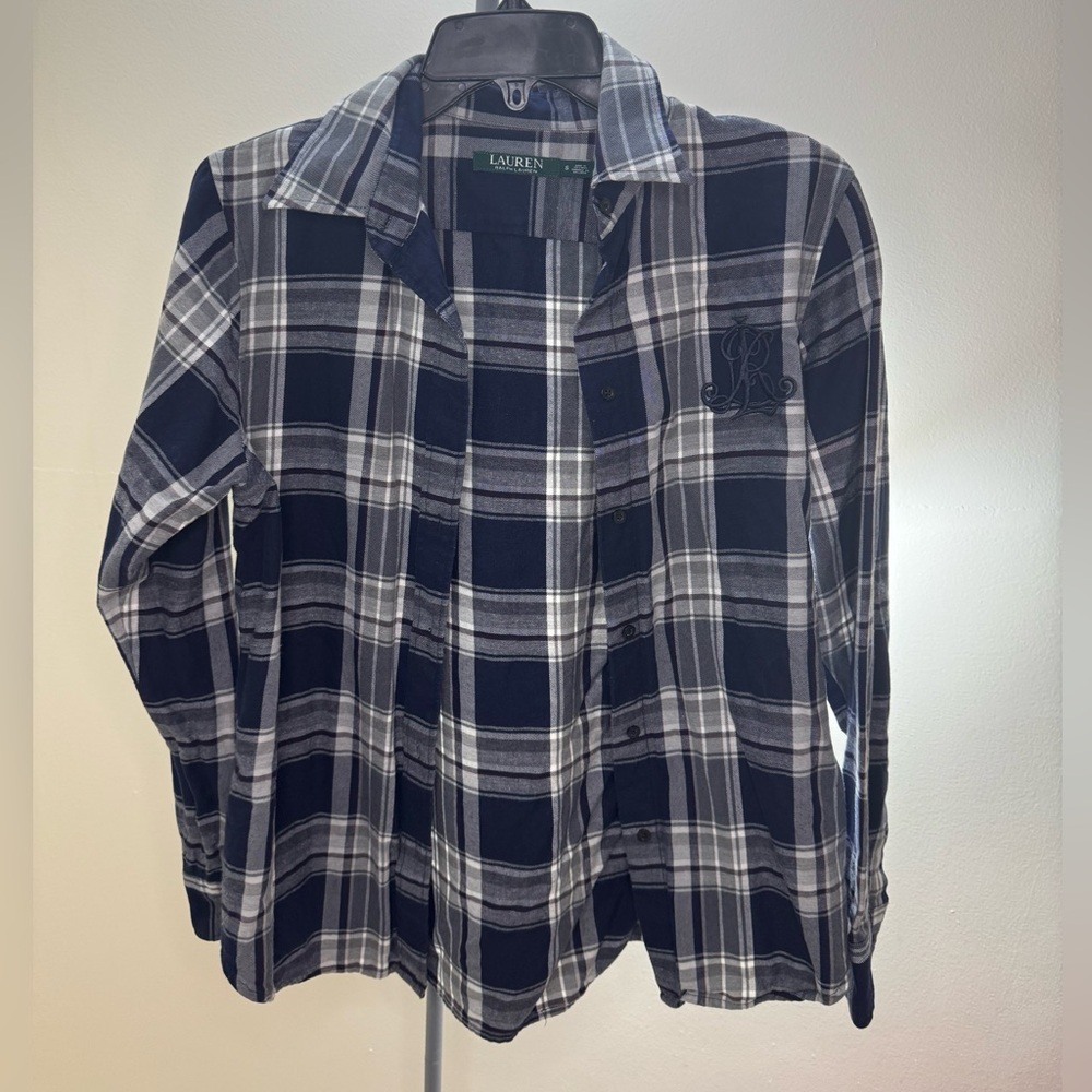 Ralph Lauren Blue and White Plaid Shirt
